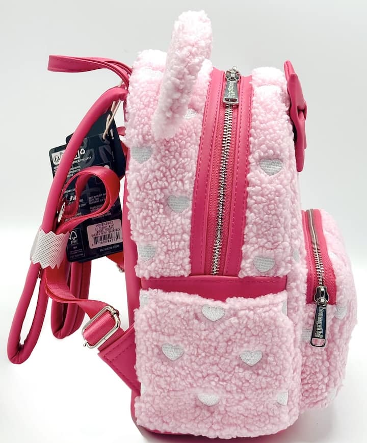 Loungefly Minnie Mouse Strawberry Scented Mini Backpack Sherpa Bag Right Side