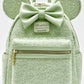 Loungefly Mint Green Sequin Mini Backpack Minnie Mouse Disney Parks Front Full View