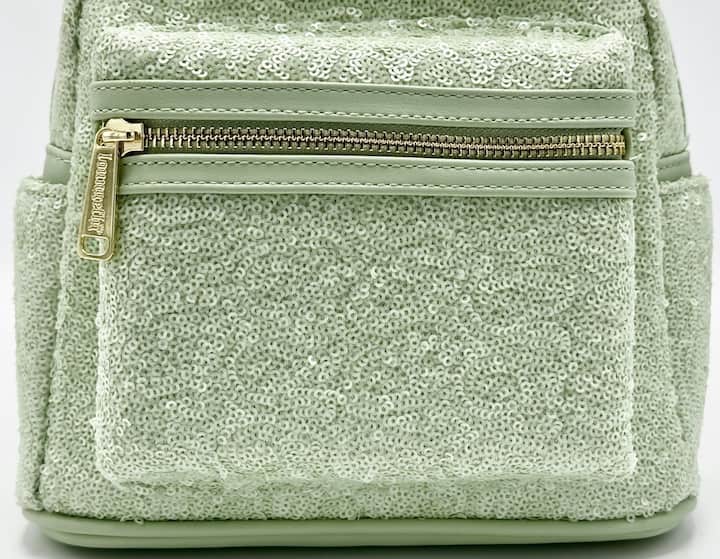 Loungefly Mint Green Sequin Mini Backpack Minnie Mouse Disney Parks Front Pocket
