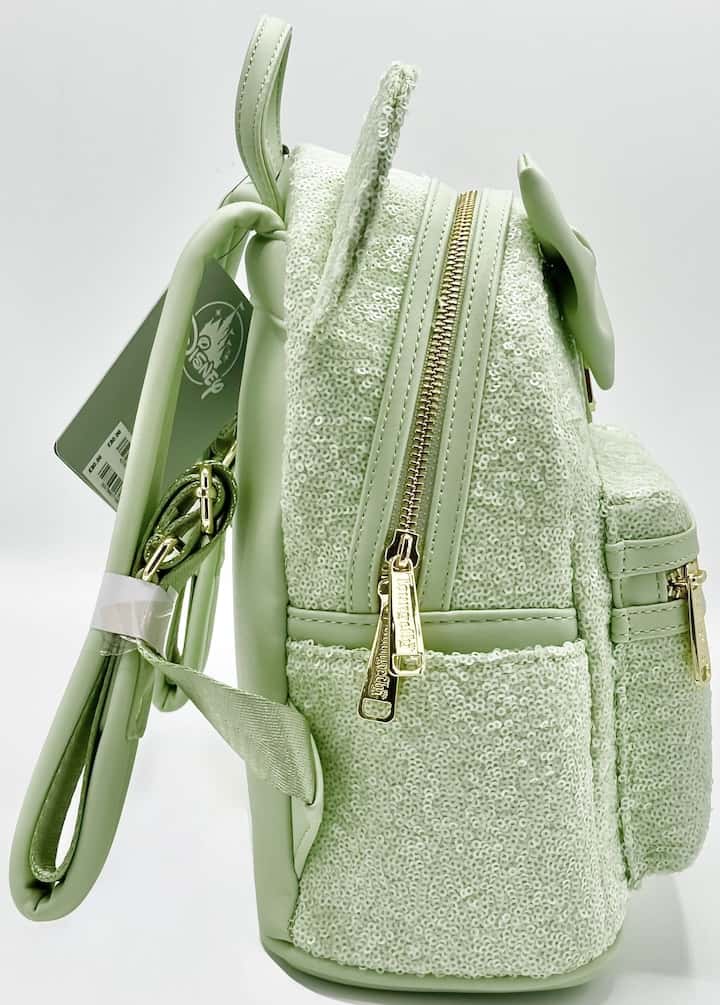Loungefly Mint Green Sequin Mini Backpack Minnie Mouse Disney Parks Right Side