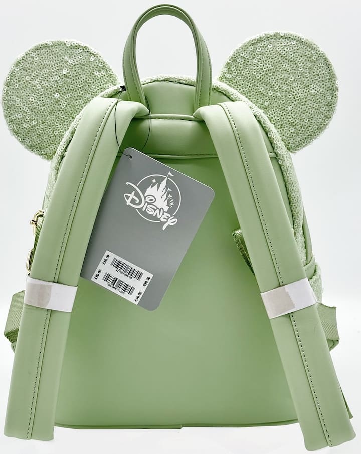 Loungefly Mint Green Sequin Mini Backpack Minnie Mouse Disney Parks Straps