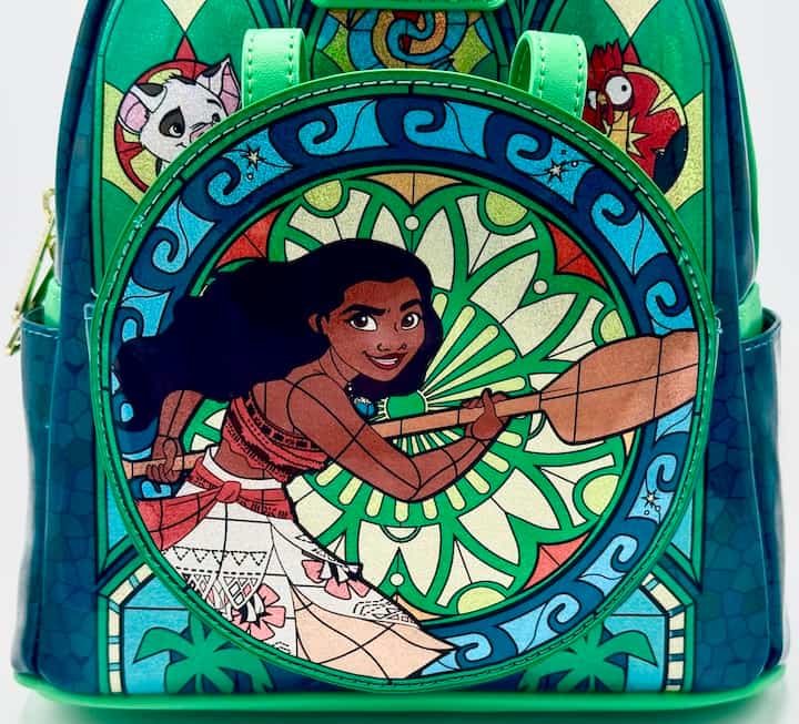 Loungefly Moana Stained Glass Mini Backpack Disney Princess Bag Front Pocket