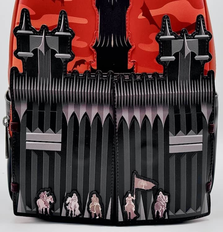 Loungefly Mordor Black Gates Mini Backpack Lord of the Rings Bag Front Bottom Closed