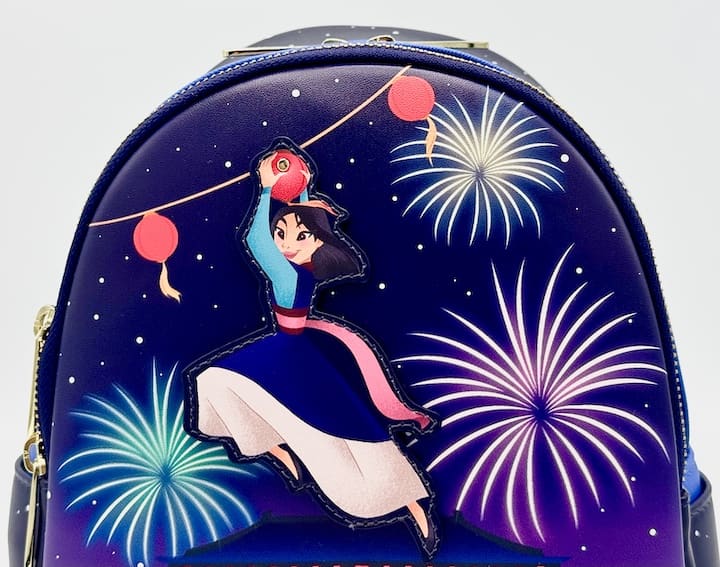 Loungefly Mulan Fireworks Mini Backpack Disney Glow in the Dark Bag Front Top