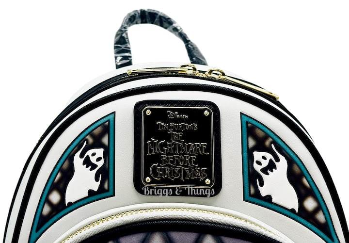 Loungefly Nightmare Before Christmas Stained Glass Mini Backpack Bag Front Logo