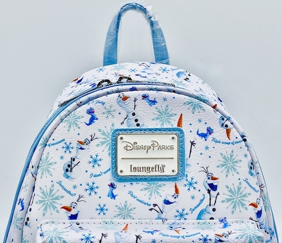 Loungefly Olaf Bruni Mini Backpack Frozen 2 Disney Samantha AOP Bag Front Logo