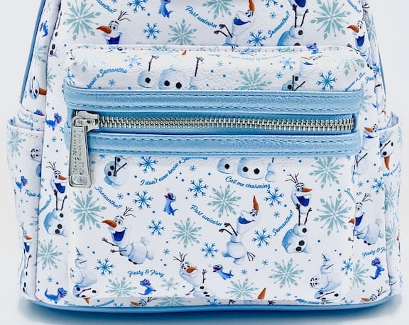 Loungefly Olaf Bruni Mini Backpack Frozen 2 Disney Samantha AOP Bag Front Pocket