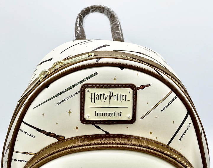 Loungefly Ollivander's Wands Mini Backpack Harry Potter AOP Bag Front Enamel Logo