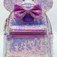 Loungefly Planet Minnie Mouse Mini Backpack Disney Sequin Bag Front Full View