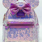 Loungefly Planet Minnie Mouse Mini Backpack Disney Sequin Bag Front Full View