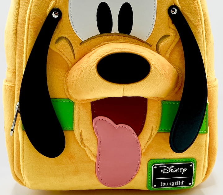 Loungefly Pluto Plush Mini Backpack Disney Cosplay Bag Front Nose, Ears And Tongue Appliques