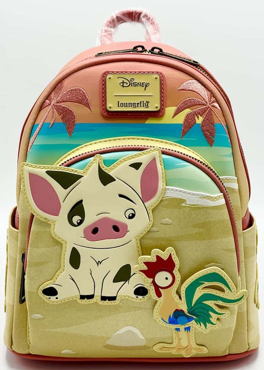Loungefly Pua and Hei Hei Sunset Mini Backpack Disney Moana Bag Front Full View