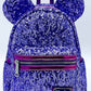 Loungefly Purple Potion Sequin Mini Backpack Disney Parks Bag Front Full View