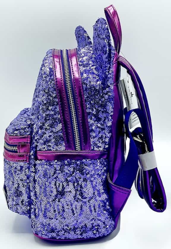 Loungefly Purple Potion Sequin Mini Backpack Disney Parks Bag Left Side