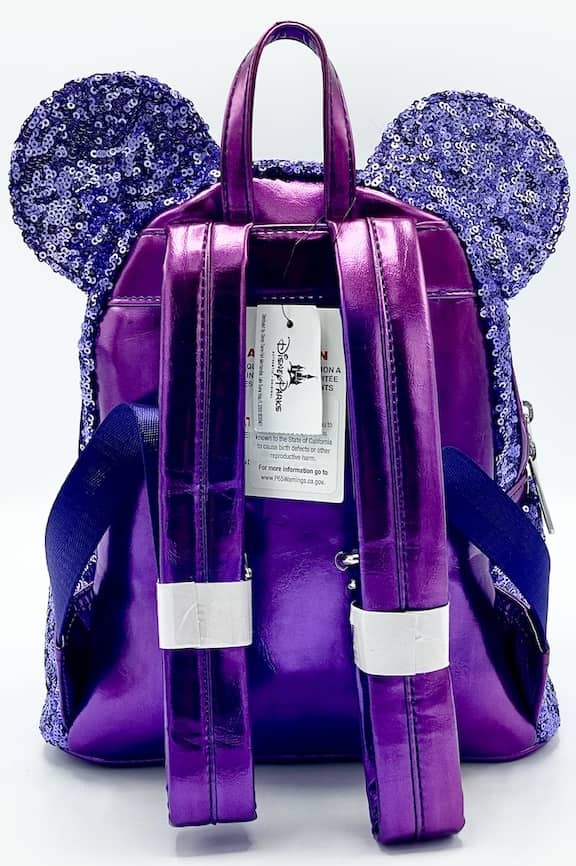 Loungefly Purple Potion Sequin Mini Backpack Disney Parks Bag Straps