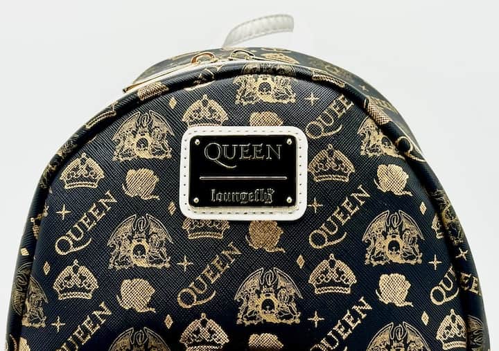 Loungefly Queen Mini Backpack Rock Band Logo Crest Bag Front Enamel Logo