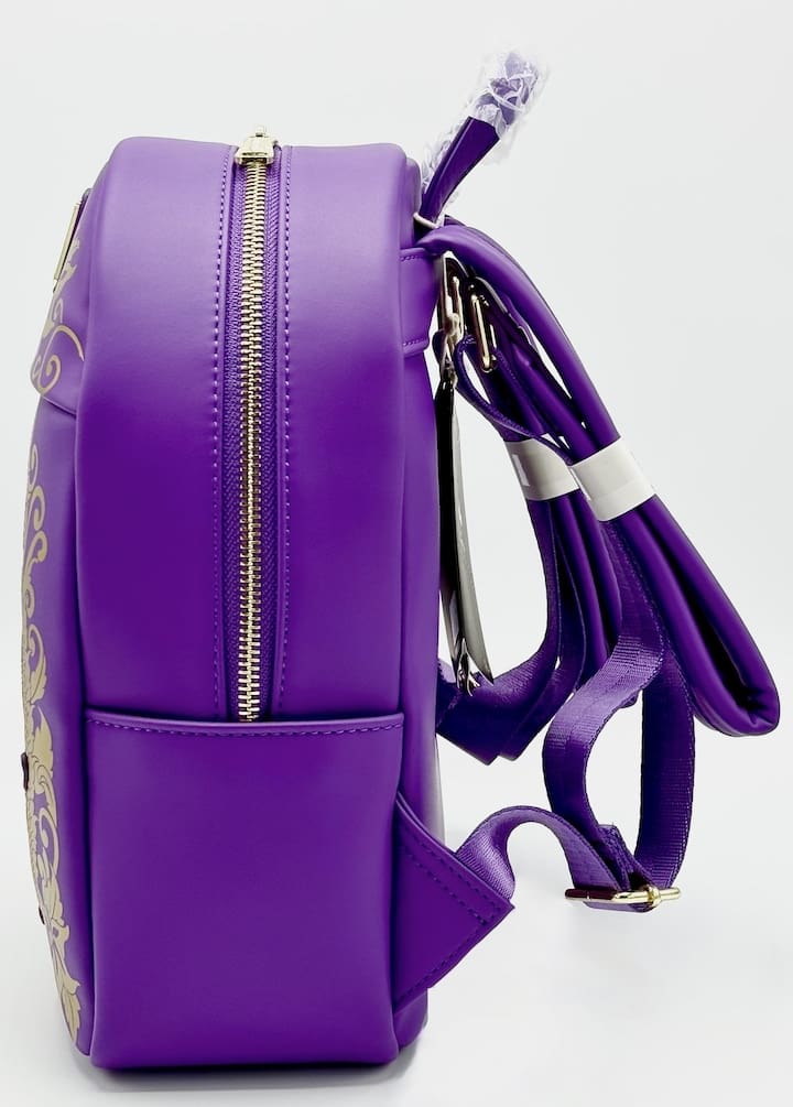 Loungefly Rapunzel Purple Gold Lantern Mini Backpack Disney Tangled Bag Left Side