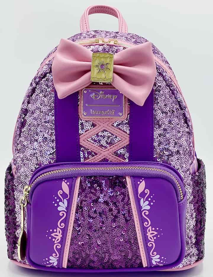Loungefly Rapunzel Sequin Mini Backpack Disney Princess Tangled Bag Front Full View