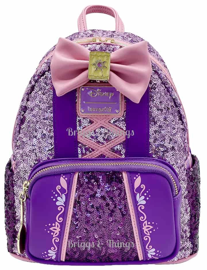Loungefly Rapunzel Sequin Mini Backpack Disney Princess Tangled Bag Front Full View