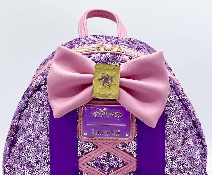 Loungefly Rapunzel Sequin Mini Backpack Disney Princess Tangled Bag Front Lantern And Bow