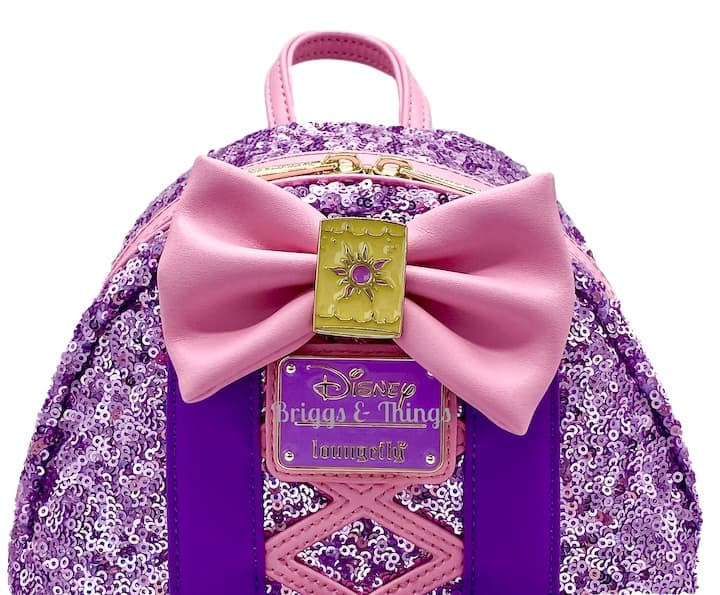 Loungefly Rapunzel Sequin Mini Backpack Disney Princess Tangled Bag Front Lantern And Bow