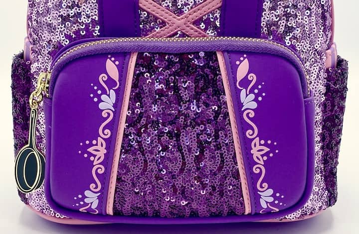 Loungefly Rapunzel Sequin Mini Backpack Disney Princess Tangled Bag Front Pocket