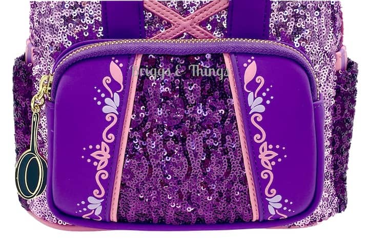 Loungefly Rapunzel Sequin Mini Backpack Disney Princess Tangled Bag Front Pocket