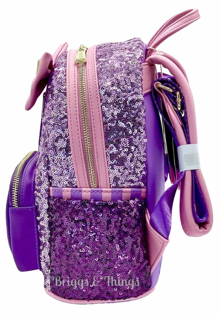 Loungefly Rapunzel Sequin Mini Backpack Disney Princess Tangled Bag Left Side