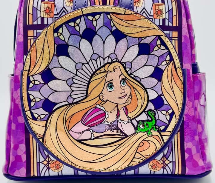 Loungefly Rapunzel Stained Glass Mini Backpack Disney Tangled Bag Front Bottom