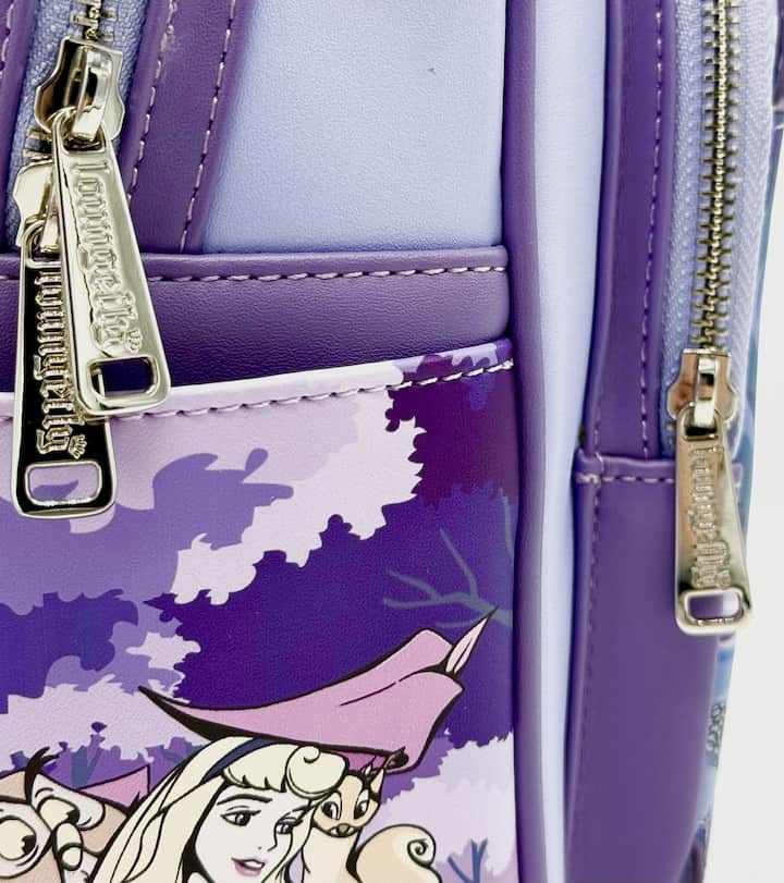 Loungefly Sleeping Beauty 65th Anniversary Mini Backpack Bag Zips