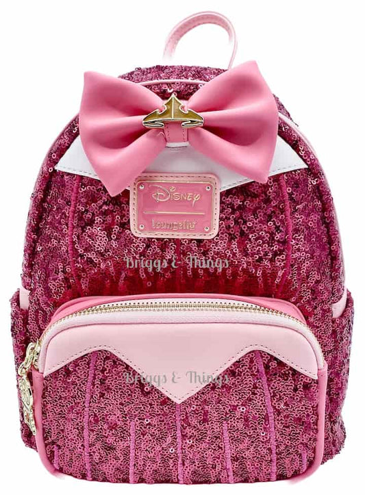 Loungefly Sleeping Beauty Sequin Backpack Disney Princess Aurora Bag Front Full View