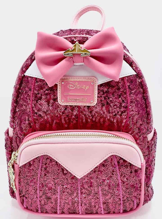 Loungefly Sleeping Beauty Sequin Backpack Disney Princess Aurora Bag Front