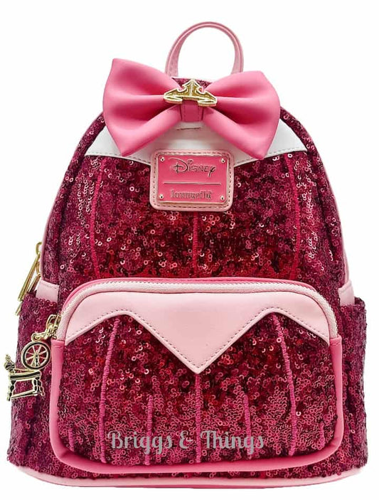 Loungefly Sleeping Beauty Sequin Backpack Disney Princess Aurora Bag Front 