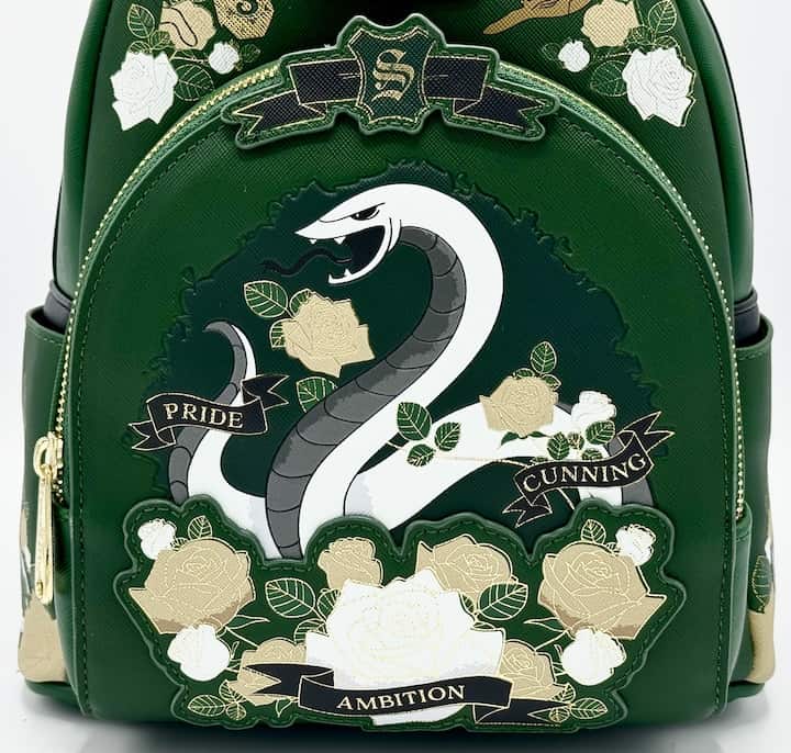 Loungefly Slytherin House Tattoo Mini Backpack Harry Potter Bag Front Pocket With Snake Artwork