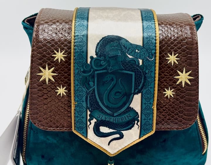 Loungefly Slytherin Velvet Banner Mini Backpack Harry Potter Bag Front Top