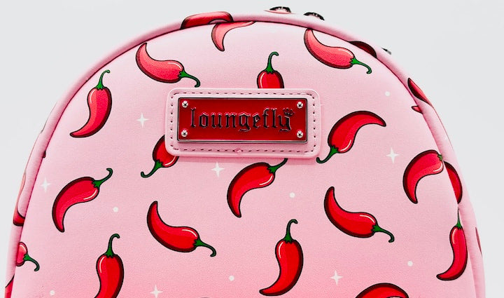 Loungefly Spicy Book Club Mini Backpack Chili Pepper Bag Front Logo