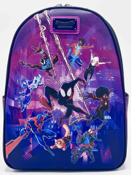 Loungefly Spiderman Across The Spider Verse Mini Backpack Marvel Bag Front Full View