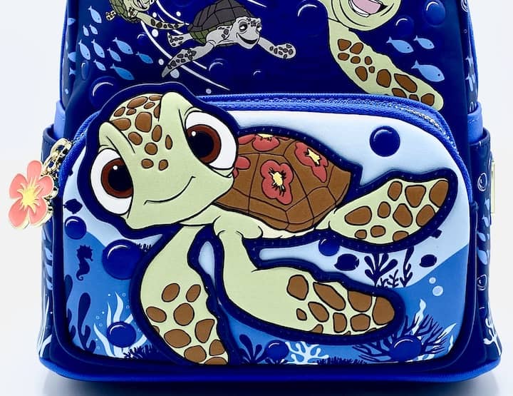 Loungefly Squirt Crush Mini Backpack Disney Pixar Finding Nemo Bag Front Pocket