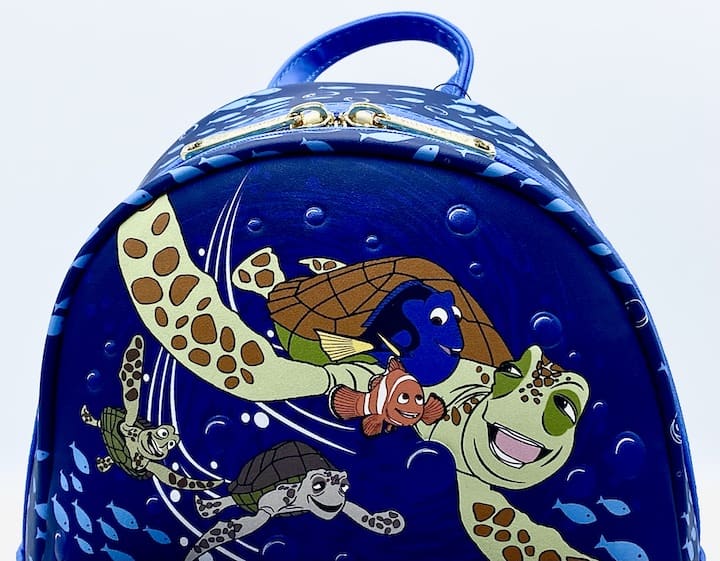 Loungefly Squirt Crush Mini Backpack Disney Pixar Finding Nemo Bag Front Top Artwork