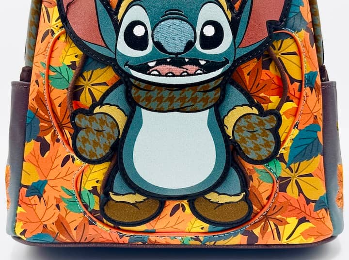 Loungefly Stitch Autumn Fall Leaves Mini Backpack Disney Bag Front Bottom