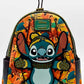 Loungefly Stitch Autumn Fall Leaves Mini Backpack Disney Bag Front Full View Up