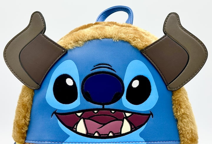 Loungefly Stitch Beast Mini Backpack Beauty & the Beast Cosplay Bag Front Face And Horns Appliques