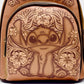 Loungefly Stitch Brown Debossed Mini Backpack Disney Hawaiian Bag Front Pocket