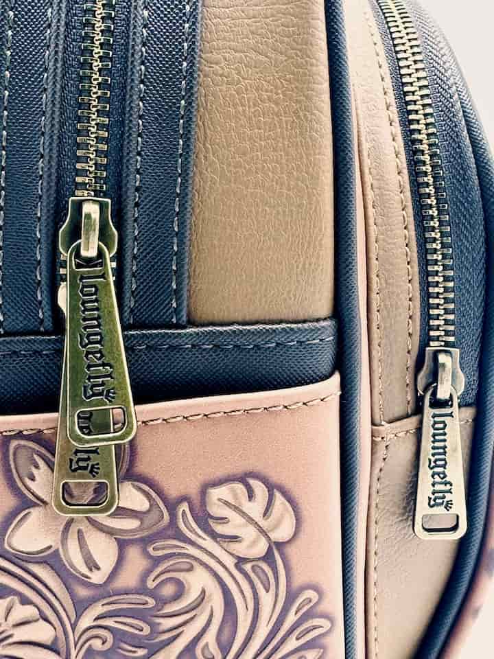 Loungefly Stitch Brown Debossed Mini Backpack Disney Hawaiian Bag Zips