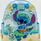 Loungefly Stitch and Scrump Beach Mini Backpack Disney Parks Bag Front Full View Moveable Arm Applique