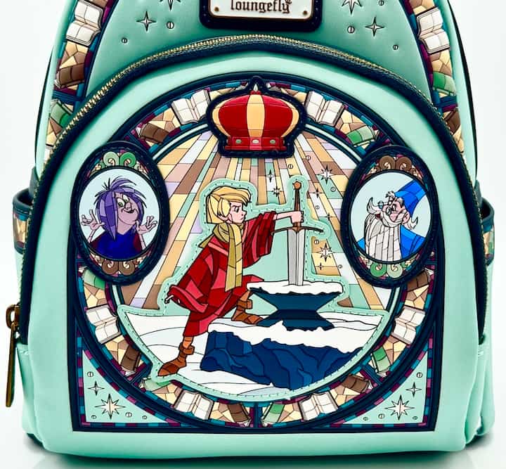 Loungefly Sword in the Stone Stained Glass Mini Backpack Front Pocket