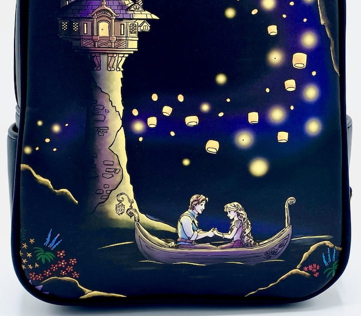 Loungefly Tangled Light Up Mini Backpack Disney Rapunzel Lantern Bag Front Boat