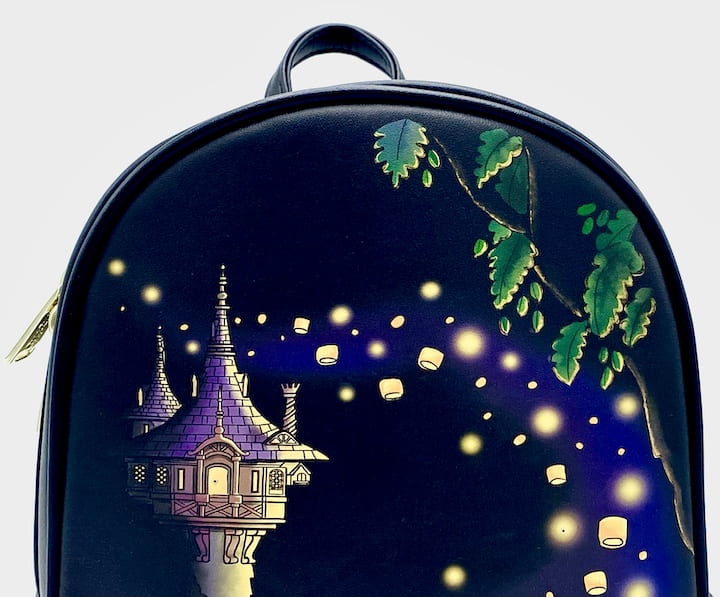 Loungefly Tangled Light Up Mini Backpack Disney Rapunzel Lantern Bag Front Tower