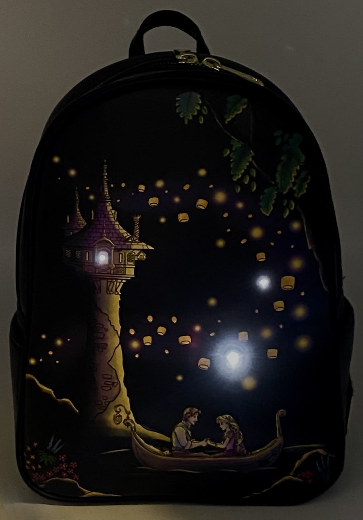 Loungefly Tangled Light Up Mini Backpack Disney Rapunzel Lantern Bag Lights On