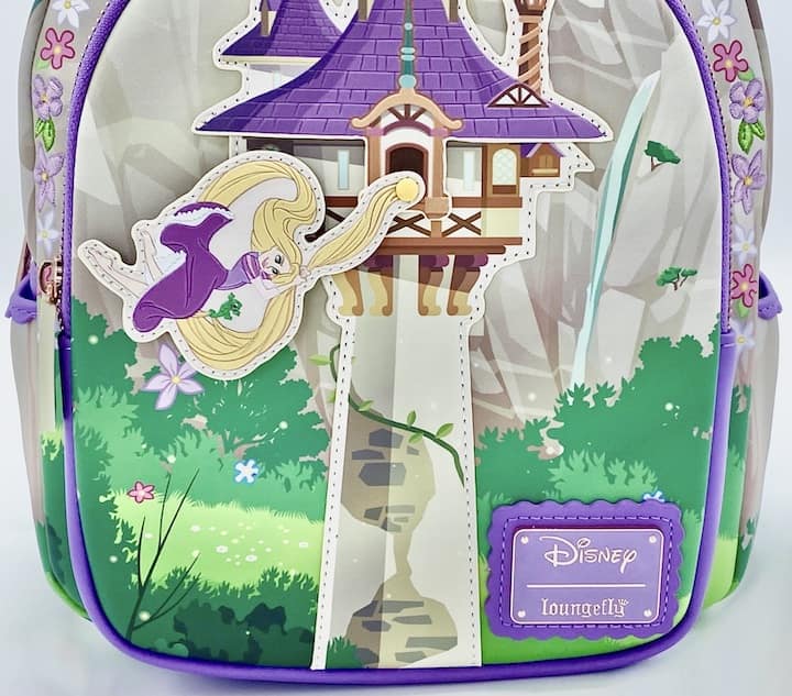 Loungefly Tangled Mini Backpack Rapunzel Swinging From the Tower Bag Front Character Applique Right